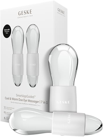 GESKE SmartAppGuided™ Cool & Warm Duo Eye Massager | 7 in 1 | Zwei Massagekugeln | Batterielose Wärme- & Kühltechnologie | Gegen Augenringe & Tränensäcke | Anti-Aging | Professionelle Hautpflege