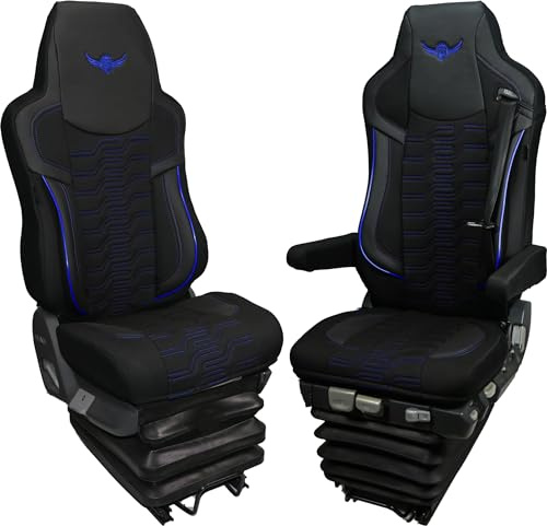 ROYAL LKW Sitzbezüge für Man TGX, TGS, TGM, TGL, TGA - komfortabel und individuell - LKW Zubehör - aus hochwertigem Jacquard und Öko-Leder BLAU