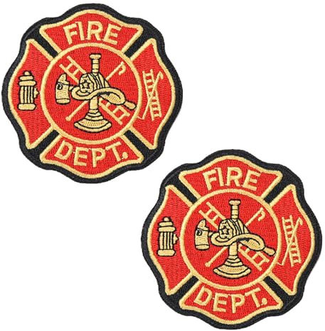 2 parches bordados para planchar y coser con escudo del departamento de bomberos, parche completo bordado de moral para mochilas, ropa, chaqueta, jeans, gorra, Unifrom, bolsa de motociclista