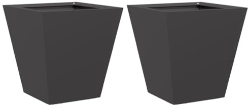 vidaXL Trädgårdskrukor 2 st svart 30x30x30 cm stål, blomkruka, blomlåda, trädgårdslåda, odlingskruka, planteringslåda, trädgårdsplanteringslåda