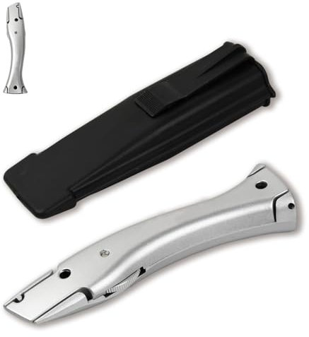 1 Pièces Cutter Professionnel Pliant Couteau, Cutter à Tapis Idéal Pas de Set Lame + Couteau