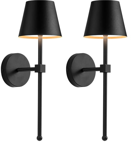 VISDANFO Akku Wandleuchte Kabellose 2er Set,5200mAh Kleine LED Wandleuchten mit Fernbedienung,3 Farben Dimmbare Wandleuchte für Wohnzimmer,Schlafzimmer, Flur,Aussen,Geschenke(Schwarz)