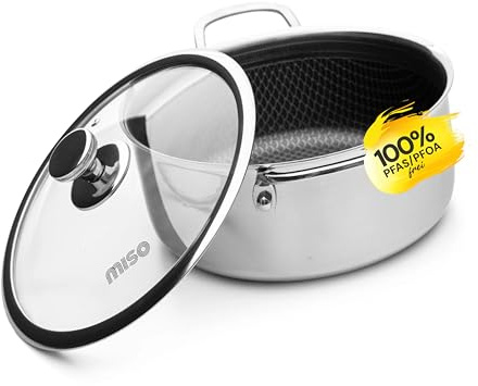 MISO Topf 24 cm (5L) Diamond Dust Keramik Non-Stick, Pot für Induktion. Frei von PFOA/PFAS, backofenfest bis 300°C, spülmaschinenfest, Tri-Ply mit Diamantbeschichtung