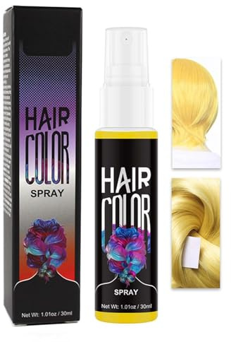 Haarspray Farbe, Temporäre Haarfarbe Gold, Farbiges Hair Dye, Liquid Blue Hair Color S-pray Abwaschbar und Sicher, Schnelle Haarfärbung, Haar Colorationen für Halloween, Karneval, Cosplay (Gold, 30ML)