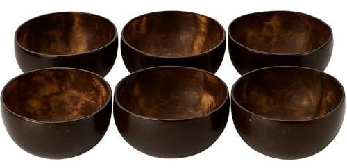VIE Cuenco de coco, grande, 13-15 cm de diámetro, juego de 6
