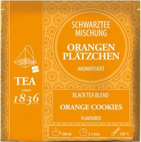 50x Pyramiden-Teebeutel à 3,5g - Weihnachts-Schwarztee - ORANGENPLÄTZCHEN - aromatisierte Schwarzteemischung