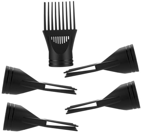Beccuccio Phon Pettine Nero in Plastica, 5 Pezzi | Accessorio Riutilizzabile per Asciugacapelli, Riduce L'effetto Crespo, Aumenta la Lucentezza, Set da Cinque
