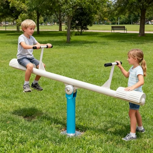 Jidanmian Outdoor Teeter Totter Seesaw,Metal Chess Table,Enhancing Social Connections Fitness Exercise Equipment for Home, Backyard Gift Christmas(A)