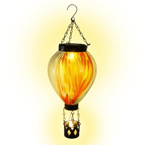 Lanterne solaire en forme de montgolfière, largement utilisée, 13 x 40 cm, lanterne en forme de montgolfière, lumière flammante pour jardin, chemin, cour, porche