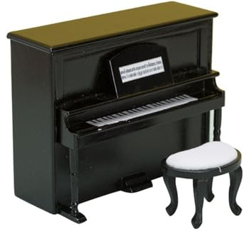 Miniature Di Strumenti Musicali Modelli Di Mobili In Miniatura Pianoforte Verticale E Panca Come Oggetti Scena Per La Fotografia(Black)