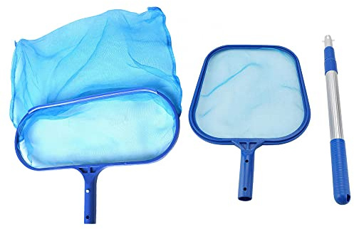 Set di reti per skimmer piscina include Rete a foglie Raga con sacchetto in mesh Strumento pulizia telescopico alluminio piscine Spa Leggero efficace Facile da usare