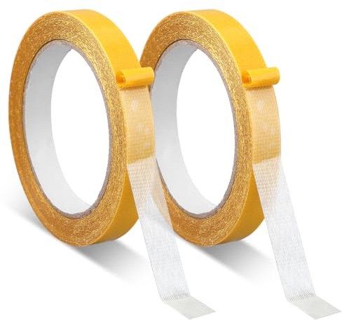ADLABLD 2 Stück Doppelseitiges Klebeband,Extra Stark Teppichklebeband,Multifunktionales Doppelseitiges Gewebeband,Langlebiges Klebeband,Double Sided Tape für Teppich,Foto,Wand,Küche,Zuhause,Schule