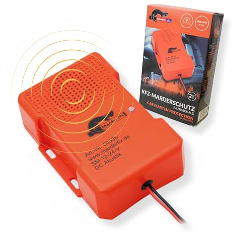 Marderfix Marderabwehr Auto, Marderschreck Auto, 12V Akustik Ultraschallgerät mit LED Kontrollleuchte, Marderschrecker, Alternative zur Marderfalle und Marderspray