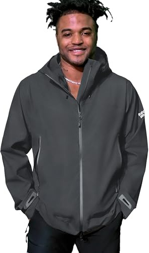 RAVIXEDGE Men's Hardshell Rain Jacket 75D 3-Layer Waterproof/Windproof Breathable Hiking Windbreaker PFAS-Free