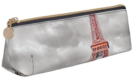 Tower Paris Trousse à crayons triangulaire et trousse à cosmétiques, en cuir PVC avec fermeture éclair pour l'école, le bureau, les voyages, Tour Paris, One Size, Cartable