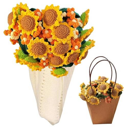 Manta ramo de flores Girasol tejido en suave 80 cm