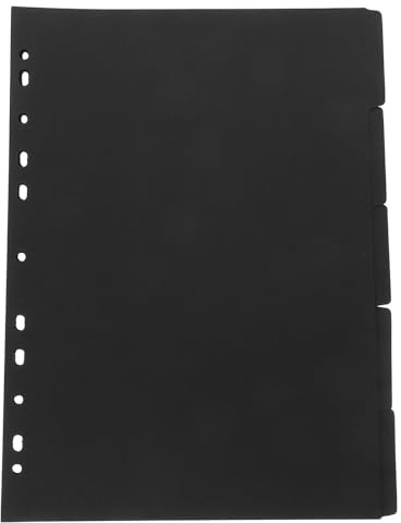 5 Feuilles Séparateurs D’index A4 à 6 Trous en Papier Noir | Feuilles Détachables, Organiseur de Documents, Marqueurs pour Cahier et Bloc-notes