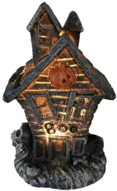 Hemsökt Hus Dekorationsfigur Kuslig Upplyst Skulptur Centerpiece | Halloween Hus Dekorationsfigur För En Festlig Inredning I Familjerummet Och Sovrummet