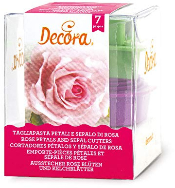 DECORA 0803025 AUSSTECHER-Set Rose BLÜTEN- UND KELCHBLÄTTER 7-TLG