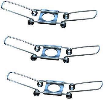 ElekTek Skyddshållare fjäderklämmor - 3 st (80mm, 100mm, 120mm) - Stål, Silverfärg - Lampduks