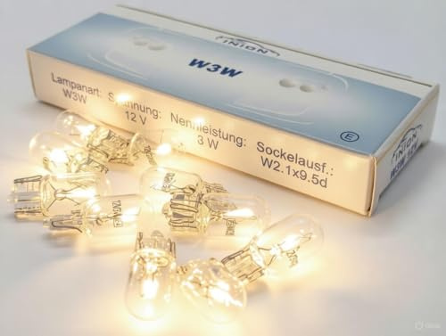10 Stück Set KFZ Auto Lampen Beleuchtung PROFIPRODUKT Glassockel Halogen 12V Autolampen (10x W3W)