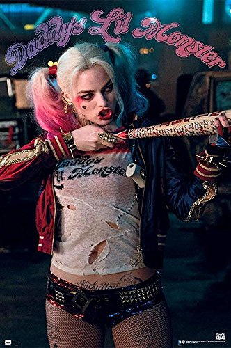Close Up Suicide Squad Poster Harley Quinn Daddys Lil Monster (61cm x 91,5cm) + 2 St. Schwarze Posterleisten mit Aufhängung