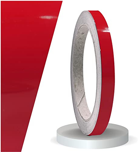 siviwonder Zierstreifen Klebeband Rot Glanz 9 mm x 10 m selbstklebende Klebefolie Pinstripe Tape für Auto, Motorrad Fahrrad, Boot Caravan Modellbau – Seitenstreifen Felgenband Konturmarkierung red