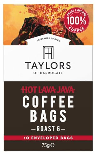 Taylors of Harrogate, Roast 6, Hot Lava Java Coffee Bags, 10 Enveloped Bags (Pack of 1)