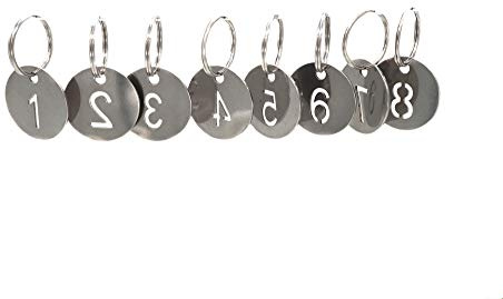 NanTun Porte-clés en acier inoxydable 304 avec anneau, chiffres creux et numérotés 25mm (1 to 10)