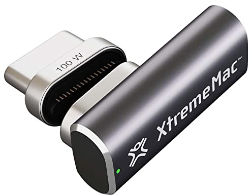 XtremeMac Adaptateur Magnétique de Type C, chargement rapide 100W et transfert de données 10 Gb/s pour MacBook, iPad et tout appareil USB-C