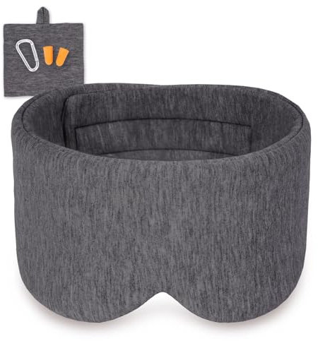 100% Modal Baumwolle Schlafmaske Premium Augenmaske große Schlafmaske Nachtmaske mit verstellbarem Klettverschluss für Männer und Frauen, super weich und bequem für Nachtschlaf und Reisen, Dunkelgrau