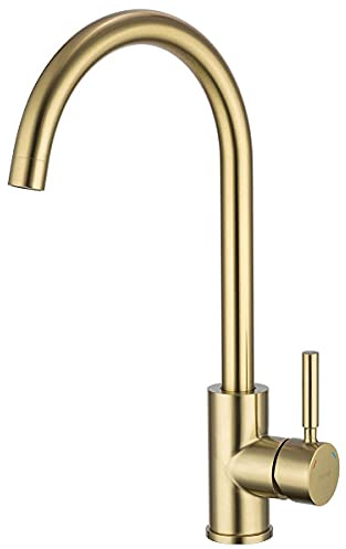 GAPPO Monobloc Kitchen Mixer Sink Taps 360 Degree Swivel High Arc Single Lever Bathroom Mixer Tap Brushed Gold