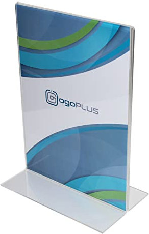 ogoPLUS 5 Stück T-Ständer DIN A5 Hochformat / Acryl Tischaufsteller, Flyer Ständer, Menükartenhalter, Infoschild, Werbeträger, Acrylglas Preisschild, Aufsteller Werbung