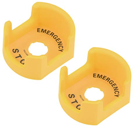 sourcing map 22mm Push Switch Button Protective Cover with Emergency Stop Warning Circle Light Yellow 2pcs