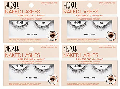Ardell Naked Lashes 420 – Lightweight Natural Look False Eyelashes, Seamless Blend Strip Lashes with Invisiband, 4 Pairs