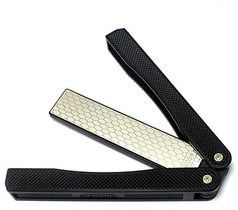 Oudtinz 400/600 Grit Pocket Knife Sharpener Folding Diamond Knife Sharpener Double-Sided Sharpening Stone for Outdoor Camping Garden Kitchen