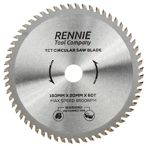 Rennie Tool TCT Kreissägeblatt, 160 mm x 20 mm x 60 Zähne, inkl. Reduzierringe