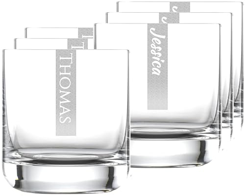 6x Whiskyglas mit Gravur 6er Set | 300ml Schott Glas mit Namen | LogoGlas | Spülmaschinenfest | Trinkglas & Individuelle Lasergravur