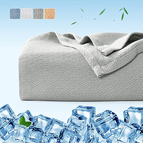 Luxear Bambusfaser Kühldecke 150 x 200 cm Selbstkühlend Arc-Chill Sommerdecke mit Q-Max 0,34 Kühlfasern für Bett Sofa Babydecke (Grau)