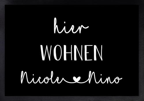 Manilu Personalisierte Fußmatte | Fußmatte Familie personalisiert | für Paare & Familien | Heimathafen | Herzdesign (Hier Wohnen)