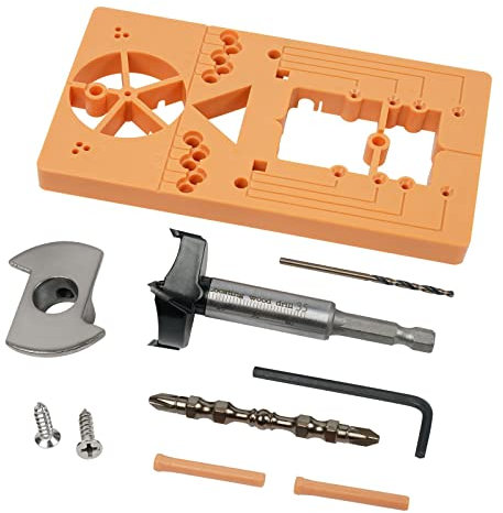 Flintronic Broca para Bisagras Ocultas, 35mm Broca De Bisagra, Guía de Perforación de Bisagra Oculta de 35 mm, con Posicionador Forstner, Herramientas de Carpintería Adecuadas para Puertas de Armario