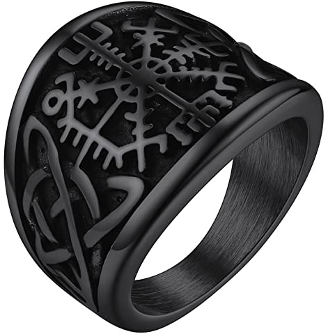 FaithHeart Edelstahl herren Kompass Fingerring mit Rune Viking Vegvisir Ring mit Keltischer Knot Symobl Partnerring Freundschaftsring für Geburtstag Valentinstag