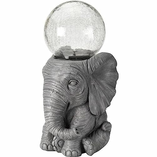 Solar-Gartenfigur Elefant mit Solarkugel, Elefantenkugel