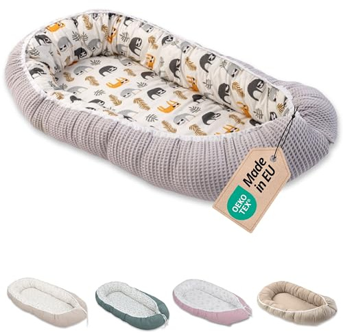 ULLENBOOM Babynest - Ideal für Neugeborene - OEKO-TEX zertifiziert | Waschbar, Außenmaterial: 100% Baumwolle, Made in EU, Mitwachsend und wendbar, Schadstoffgeprüft