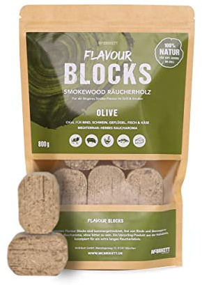 McBrikett Flavour Blocks, Räucherholz, Smokewood, Chunks, 800g, 100% Natur, extra langes Raucharoma, Olive