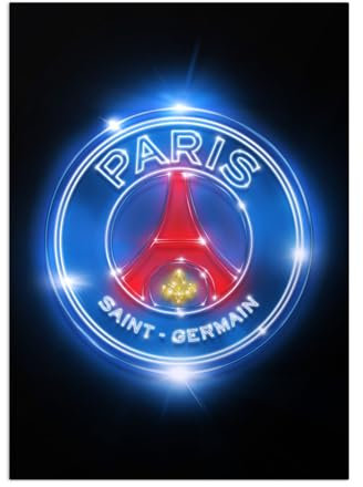 Displate – Metallposter - Magnet Mounted - Paris Saint-Germain - Crests - Paris Saint-Germain Neon 45 cm x 32 cm