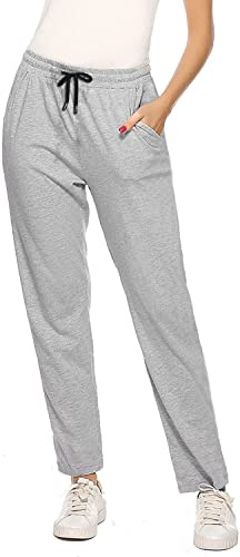 Pantalon Chándal Mujer Algodón Pantalones Deportivos Jogger Pants Casual Sweatpants Largos Elastica para Yoga Jogging Fitness Running Deportes Gimnasio de Verano y Invierno (Gris Claro, 3XL)