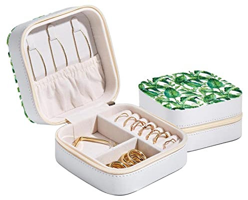 Schmuck-Aufbewahrungsbox, Reise-Schmucketui, romantische Urlaubsinsel, hawaiianische Bananenbäume, Aquarellbild für Frauen und Mädchen
