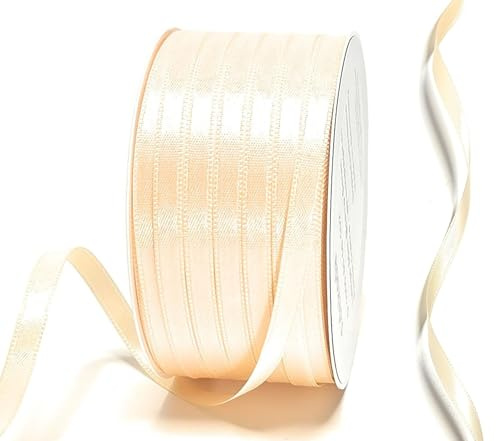 s.dekoda Satinband 50m x 6mm Creme - Champagner Schleifenband Dekoband Satin