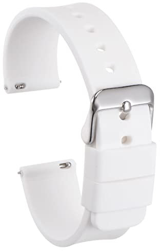 sourcing map Silicone Watch Band 22mm Width Quick Release Soft Rubber Replacement Watch Strap with Stainless Steel Buckle for Men Women, White